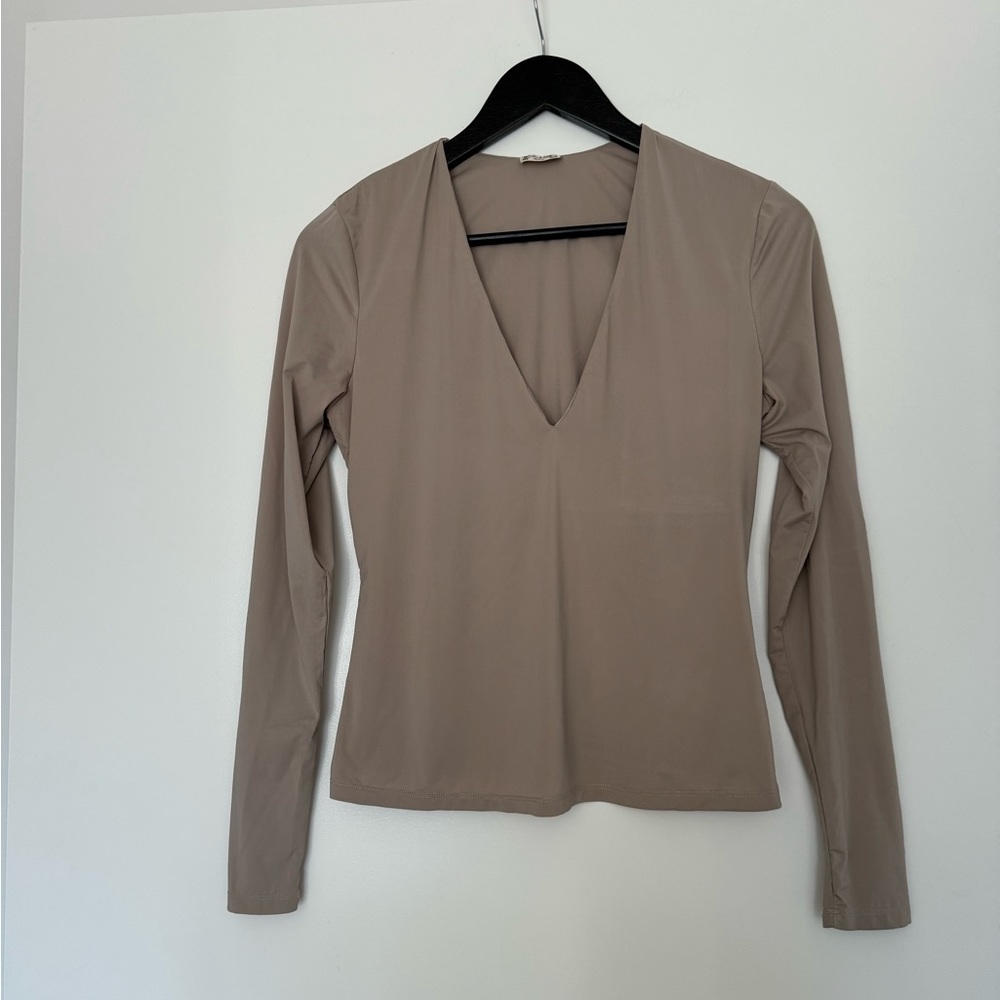 Intimately Free People V Neck Long Sleeve Slinky Top